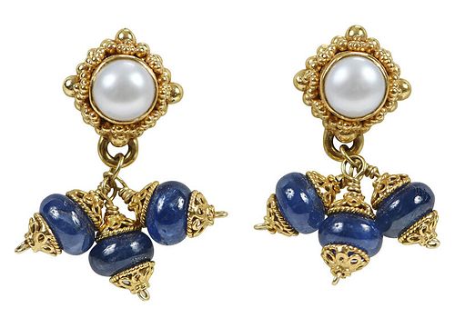 Gold Sapphire Earrings