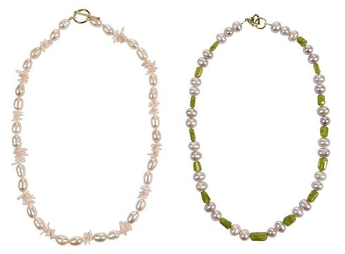 Two 14kt. Gemstone Necklaces 