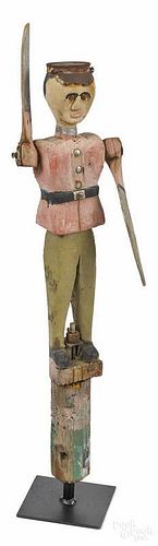 Carved and painted soldier whirligig, early 20th