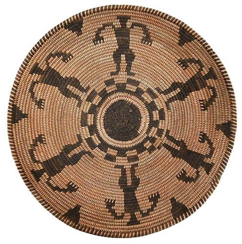 Apache Coiled Basket Tray with Figures 