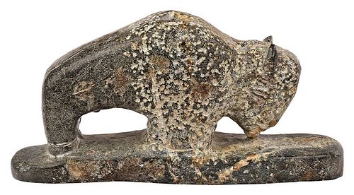 Carved Stone Buffalo Effigy FIgure