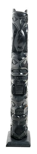 Northwest Coast Carved Argillite Model Totem