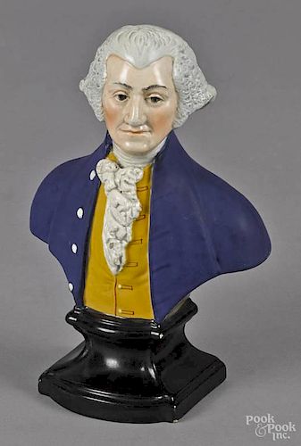 Pearlware bust of George Washington, inscribed