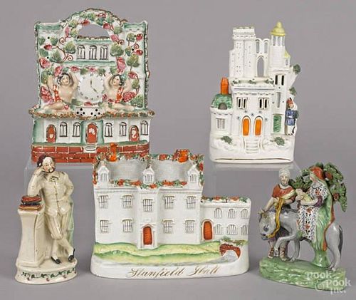 Staffordshire figure of Stanfield Hall, 19th c.