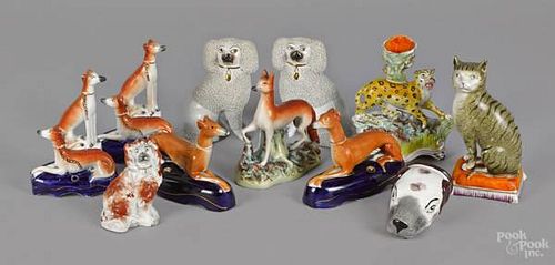 Collection of Staffordshire animal figures, 19th