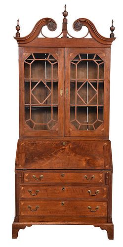 Southern Chippendale Walnut Desk and Bookcase