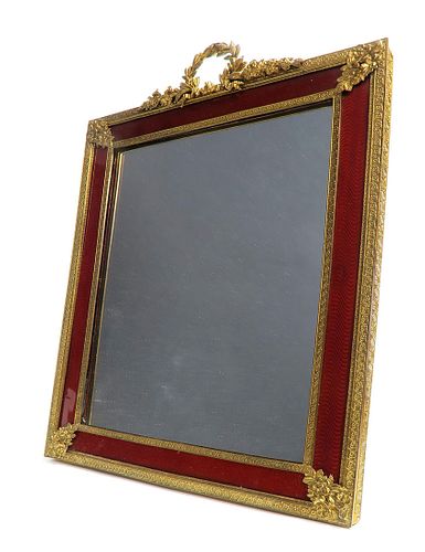 A Large 19th C. French Bronze & Enamel Frame/Mirror
