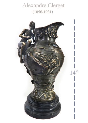 Art Nouveau Bronze Figural Pitcher By Alexandre Clerget