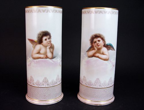 A Pair of 19th Century French Opaline Glass Vases