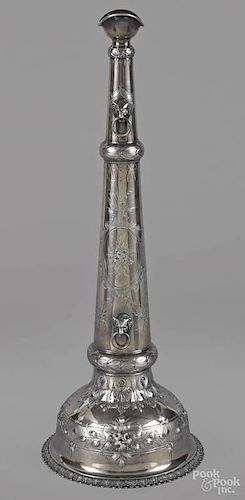 Boston coin silver fire trumpet, ca. 1860, bear