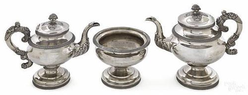 Philadelphia coin silver coffee pot, teapot, and