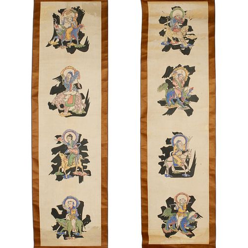 Chinese School, pair scroll paintings