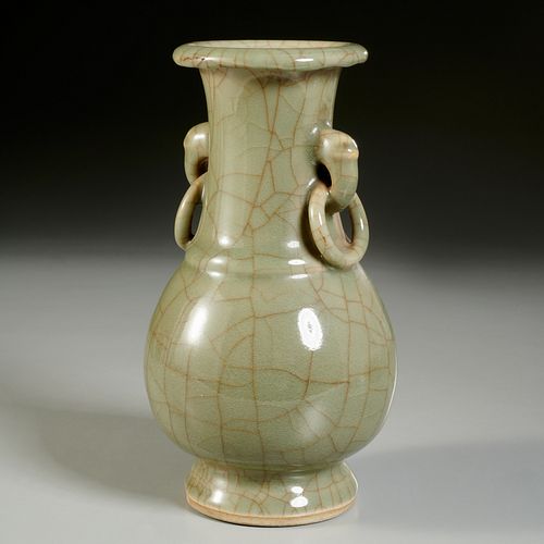 Chinese celadon crackle glaze baluster vase