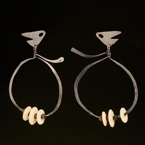 Ed Wiener, pair sterling earrings