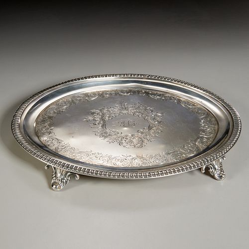 American silver footed tray, Wm. Gale & Sons