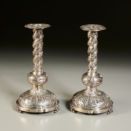 Pair Dutch silver candlesticks