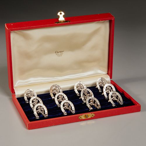 Cartier, (12) sterling equine place card holders