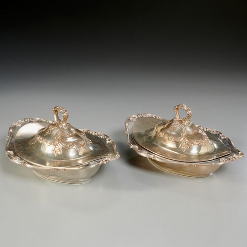 Pair Gorham sterling covered vegetable dishes