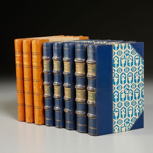 (8) Vols. Greek fine leather binding sets