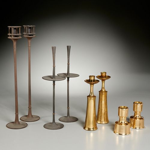 Jens Quistgaard, (4) pairs candlesticks