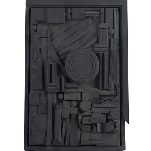 Louise Nevelson, black cast relief multiple, 1979