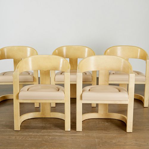 Karl Springer, (5) goatskin-clad "Onassis" chairs