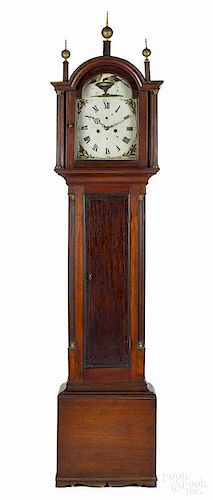 New England Federal mahogany tall case clock, ca