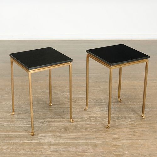 Nice pair Modern bronze granite top side tables