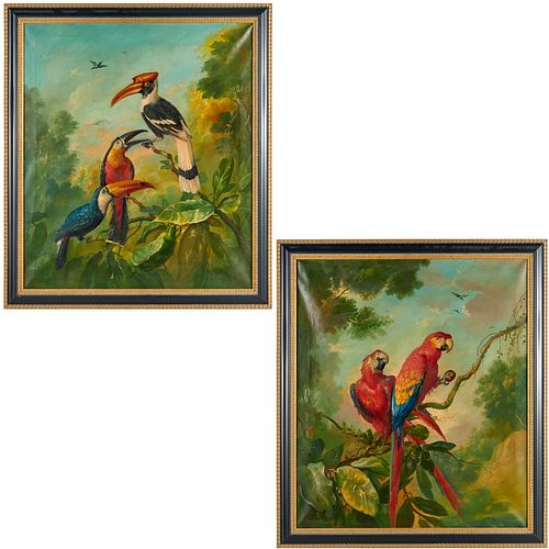 Alberto S. Spinzio, pair oil on canvas paintings