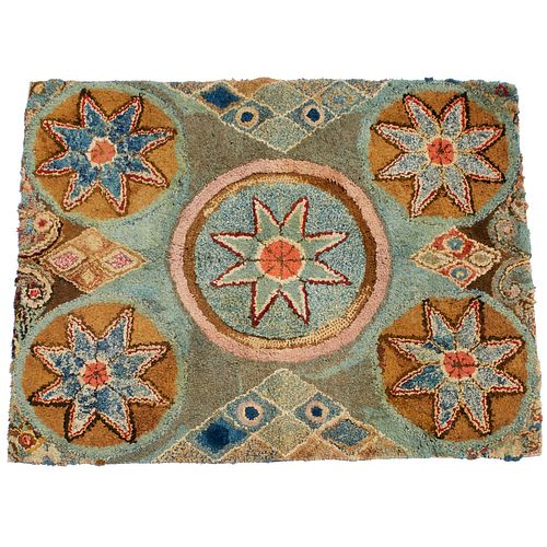 American Folk Art hooked rag rug
