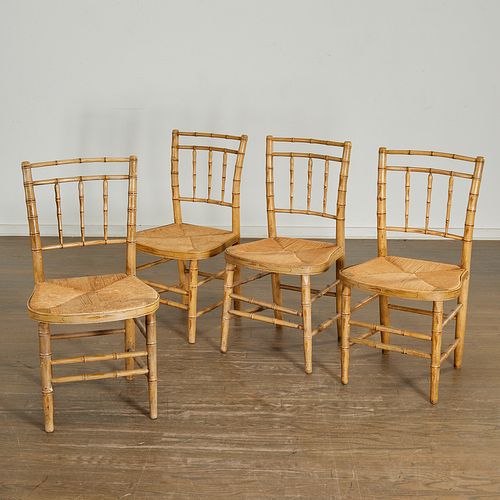 (4) faux painted bamboo side chairs, Parish-Hadley