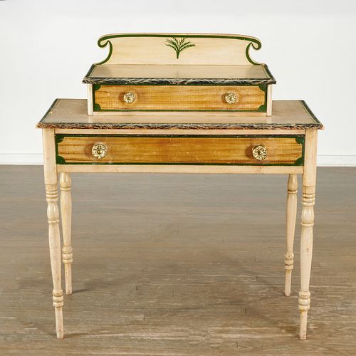 American cream and green painted dressing table