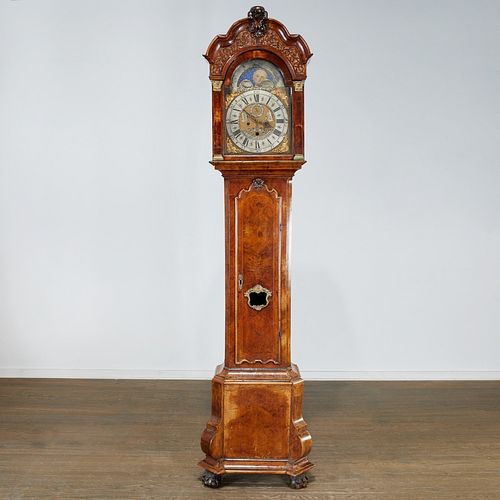 Dutch Baroque walnut tall clock, ex Jack Warner