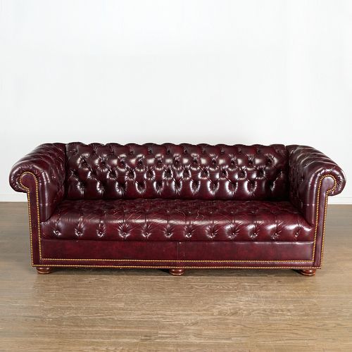 Vintage oxblood leather Chesterfield sofa