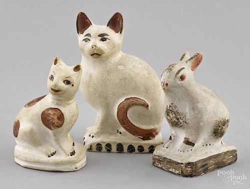 Three chalkware figures, 19th c., to include tw