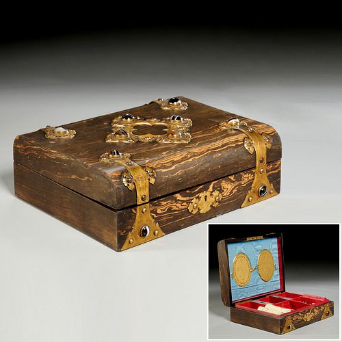 Victorian agate & brass mounted bezique games box