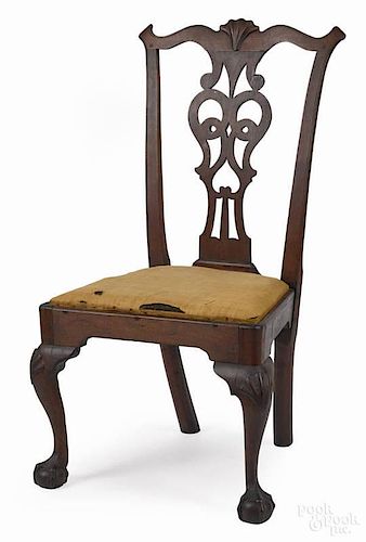 Pennsylvania Chippendale walnut dining chair, ca