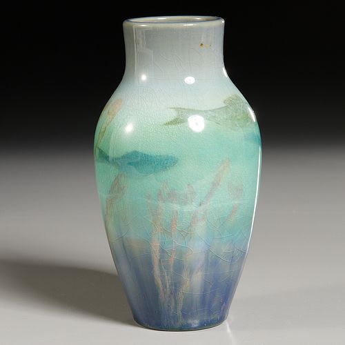 Rookwood, Ed Hurley sea green "Fishes" vase