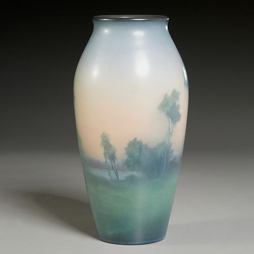 Rookwood, Vellum Scenic vase, artist initialed