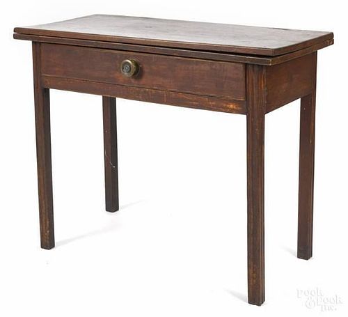 New England Chippendale stained birch card table