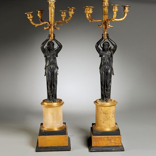 Imposing pair Empire Winged Victory candelabra