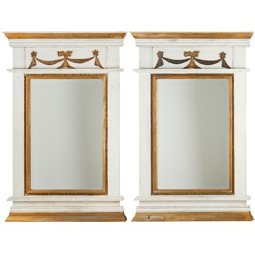 Pair Swedish Neoclassical style trumeau mirrors