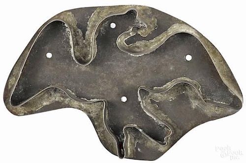Tin sheet iron flying eagle cookie cutter, 19th