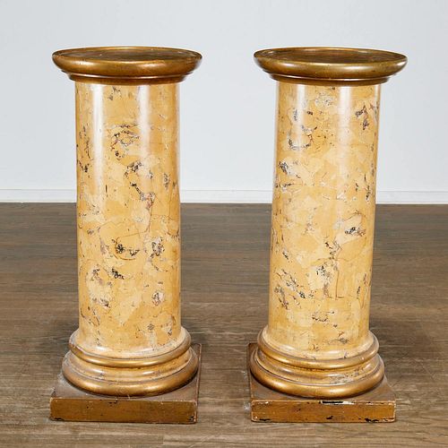 Pair Italian parcel gilt scagliola pedestals