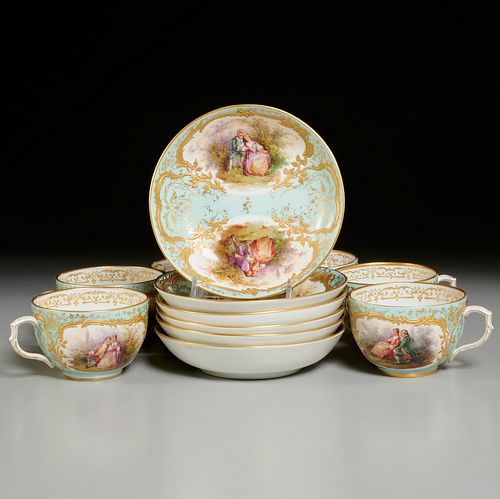 Set KPM hand painted porcelain cups and saucers