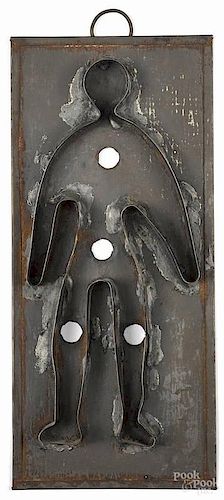 Tin sheet iron gentleman cookie cutter, 19th c.