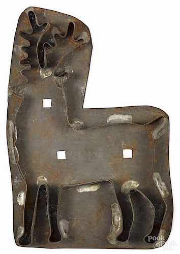Tin sheet iron stag cookie cutter, 19th c., 8 1