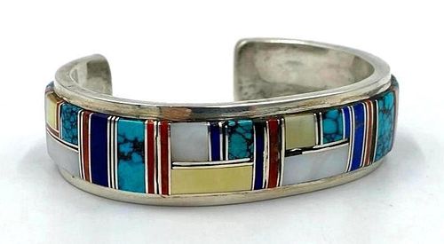  American Navajo Cuff Bracelet by Wilber Yazzie