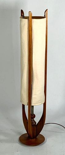 Mid-Century Walnut and Canvas Table Lamp