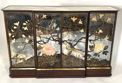 Mirrored Paint Decorated Side Cabinet